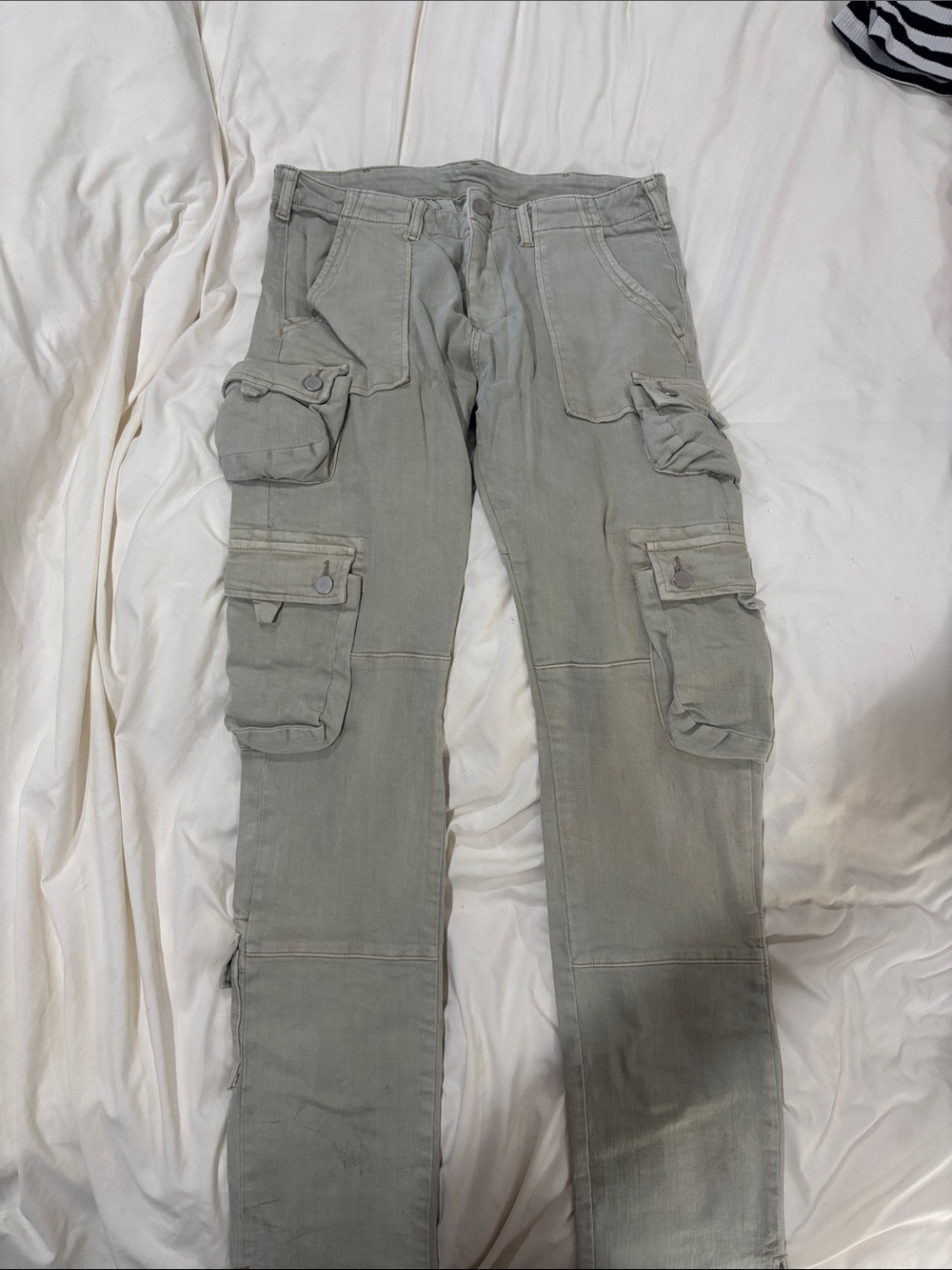 MNML Men's Sage tan Cargo Pants with Utility Pockets